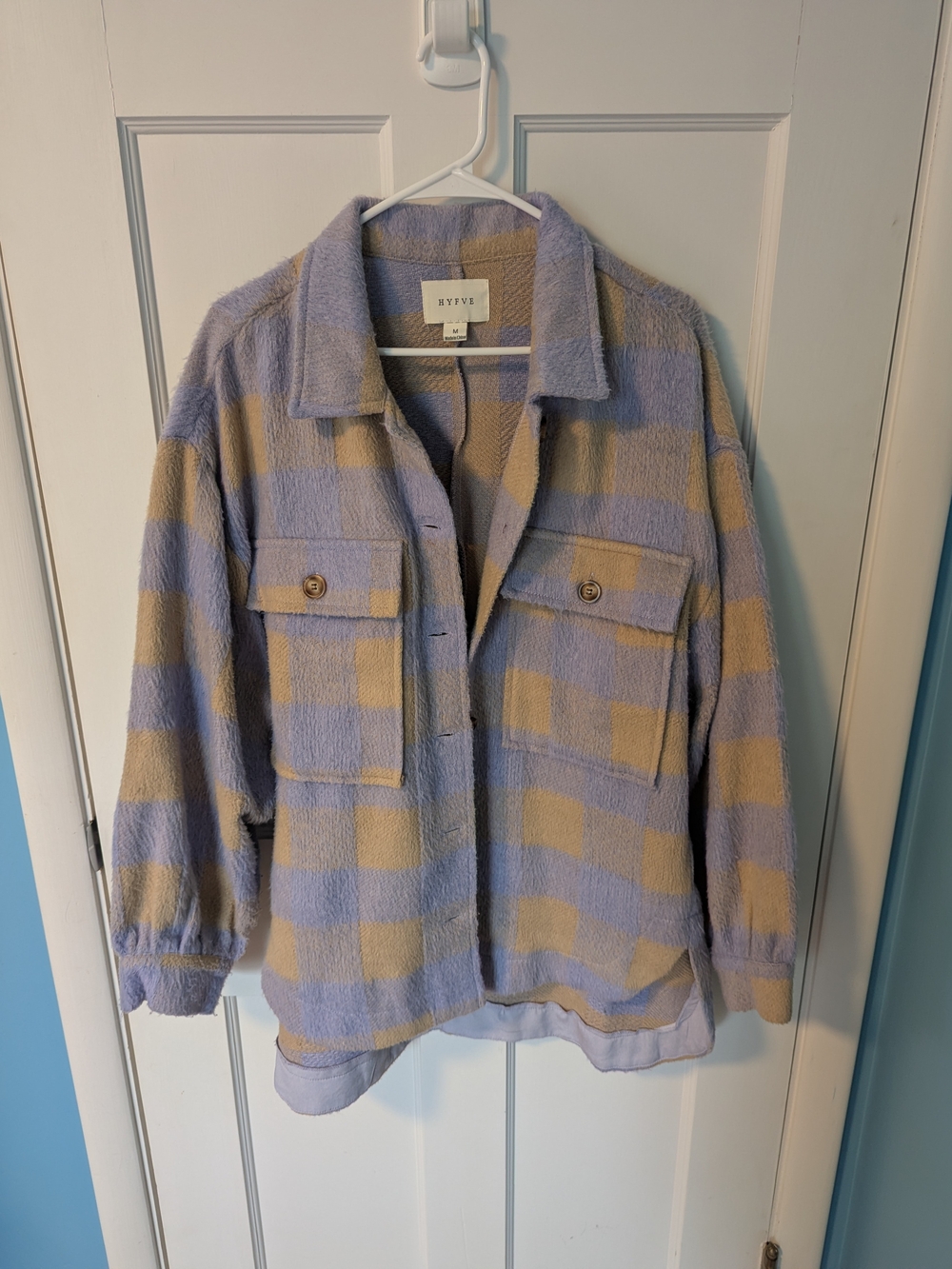 Roolee Lavender & Tan Plaid Fleece Shacket